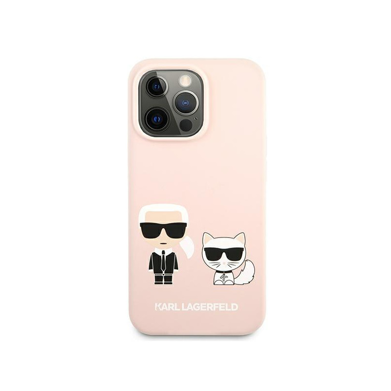 Karl Lagerfeld Silicone Karl&Choupette dėklas iPhone 13 Pro Max - šviesiai rožinis