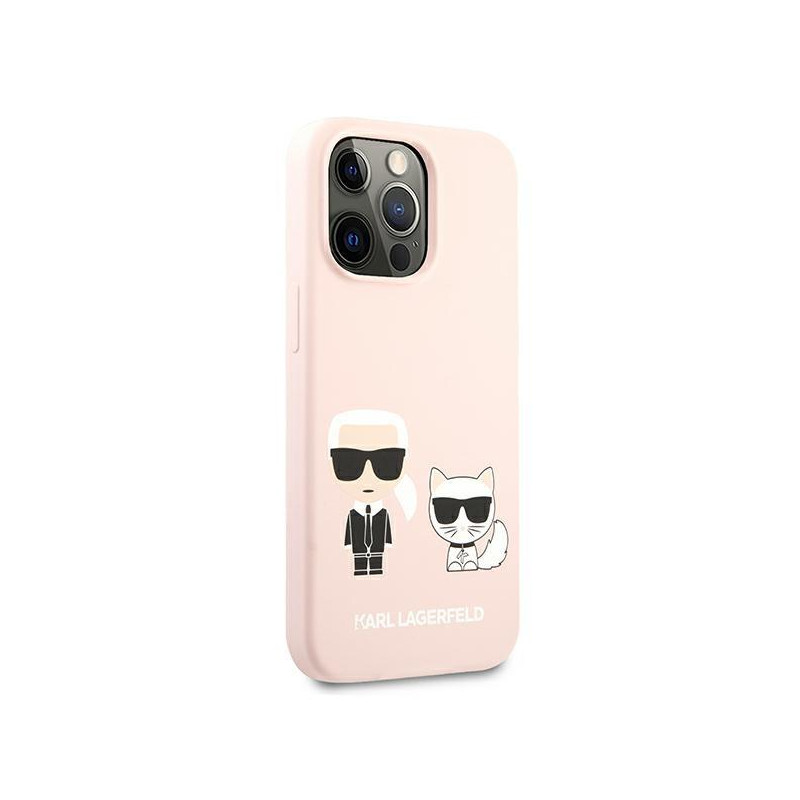 Karl Lagerfeld Silicone Karl&Choupette dėklas iPhone 13 Pro Max - šviesiai rožinis