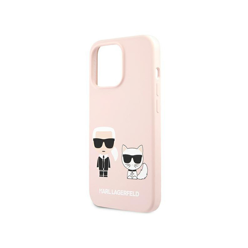 Karl Lagerfeld Silicone Karl&Choupette dėklas iPhone 13 Pro Max - šviesiai rožinis