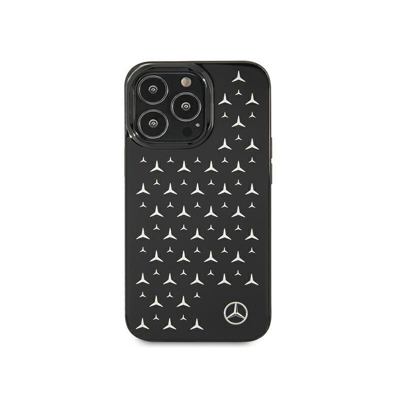 Mercedes Silver Stars Pattern dėklas, skirtas iPhone 13 Pro / iPhone 13 - juodas