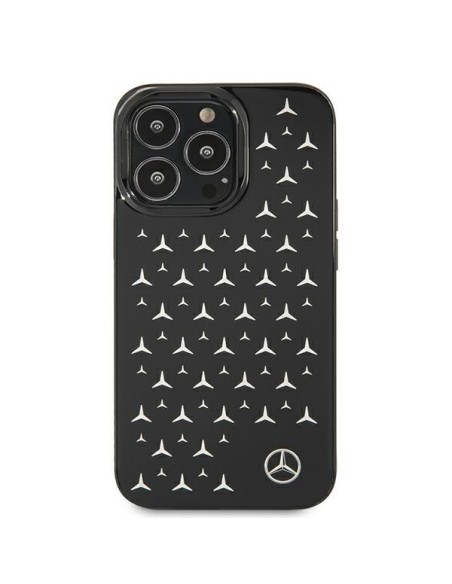 Mercedes Silver Stars Pattern dėklas, skirtas iPhone 13 Pro / iPhone 13 - juodas Mercedes Silver Stars Pattern dėklas, skirtas iPhone 13 Pro / iPhone 13 - juodas