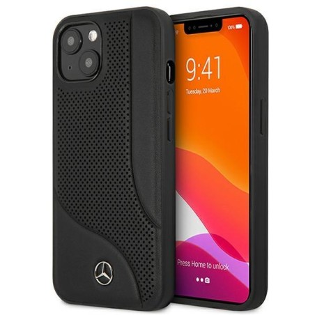 Mercedes Leather Perforated Area dėklas iPhone 13 mini - juodas Mercedes Leather Perforated Area dėklas iPhone 13 mini - juodas