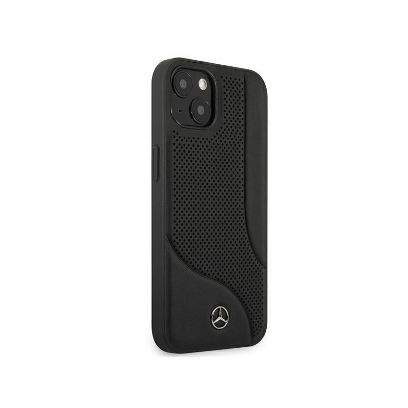 Mercedes Leather Perforated Area dėklas iPhone 13 mini - juodas