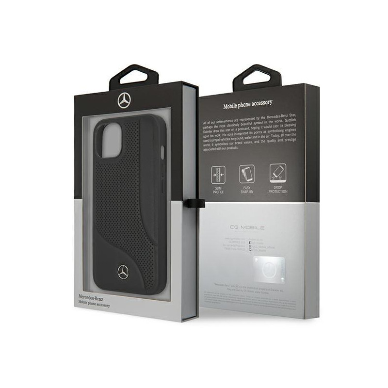 Mercedes Leather Perforated Area dėklas iPhone 13 mini - juodas