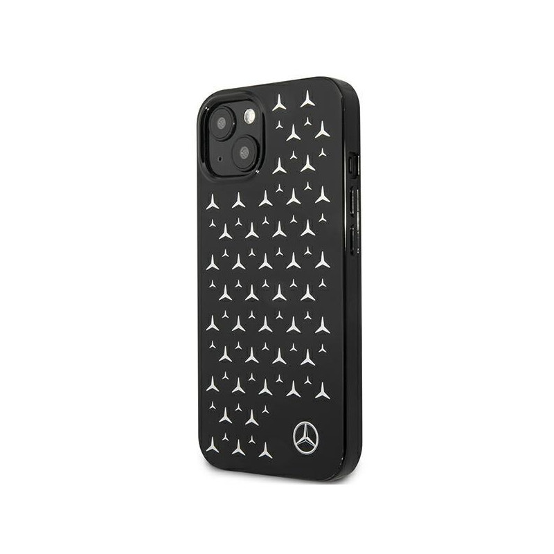 Mercedes Silver Stars Pattern dėklas iPhone 13 mini - juodas