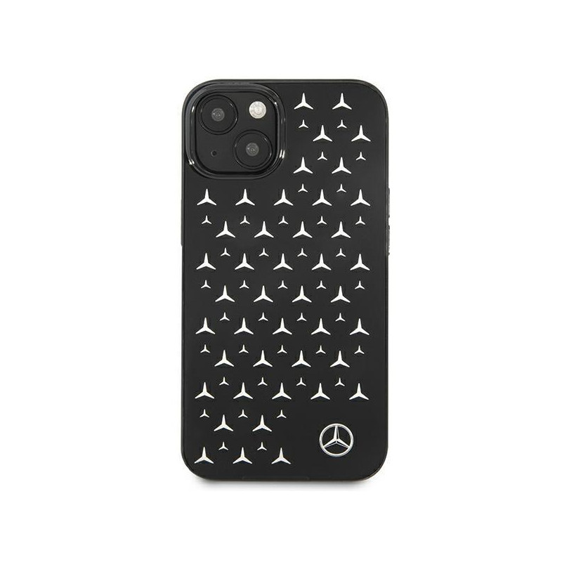 Mercedes Silver Stars Pattern dėklas iPhone 13 mini - juodas