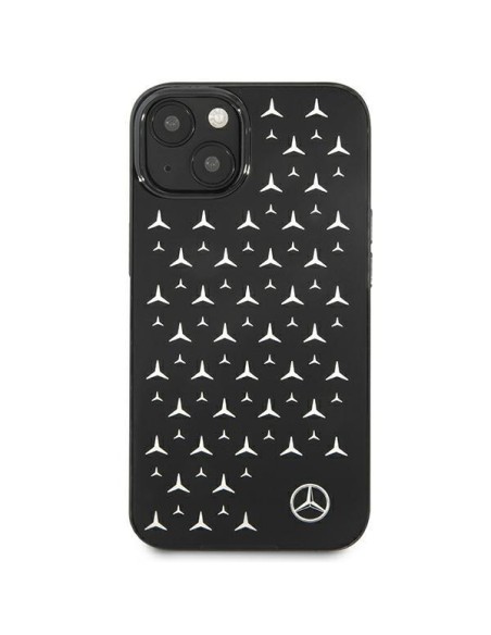 Mercedes Silver Stars Pattern dėklas iPhone 13 mini - juodas Mercedes Silver Stars Pattern dėklas iPhone 13 mini - juodas