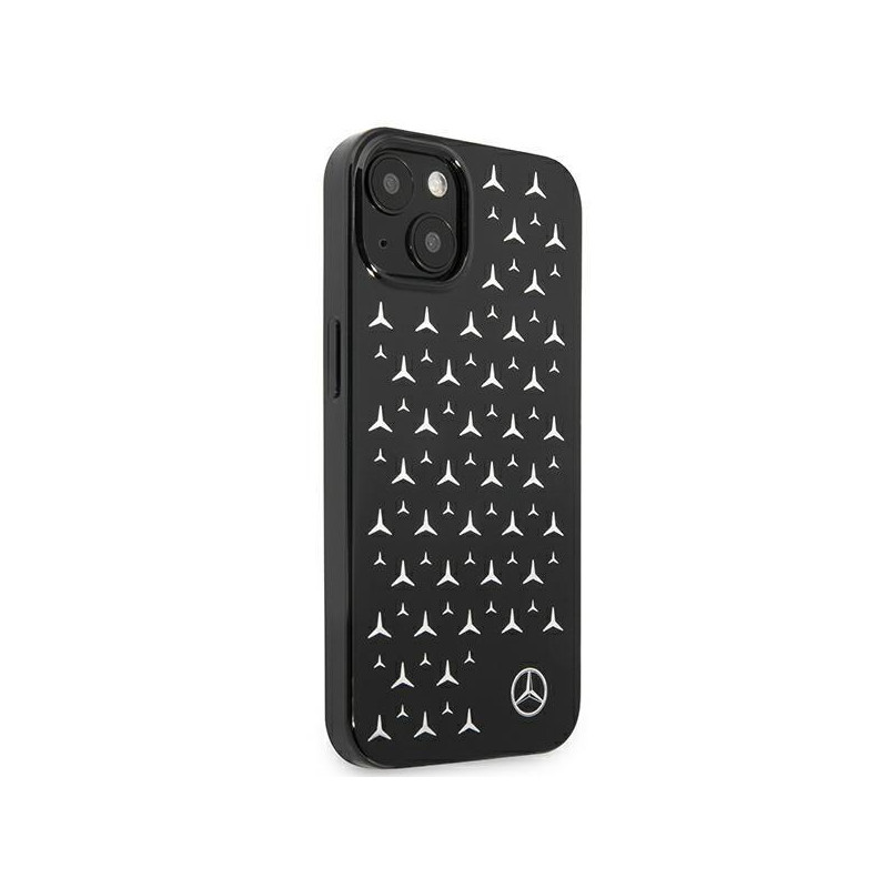 Mercedes Silver Stars Pattern dėklas iPhone 13 mini - juodas