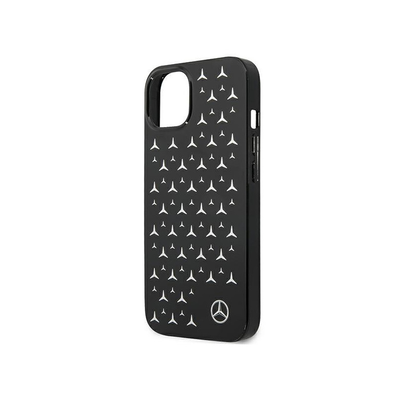 Mercedes Silver Stars Pattern dėklas iPhone 13 mini - juodas