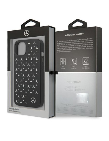 Mercedes Silver Stars Pattern dėklas iPhone 13 mini - juodas Mercedes Silver Stars Pattern dėklas iPhone 13 mini - juodas