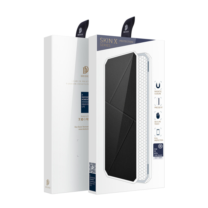 DUX DUCIS Skin X dėklo dėklo dangtelis su atvartu, skirtas Samsung Galaxy A03s juodas