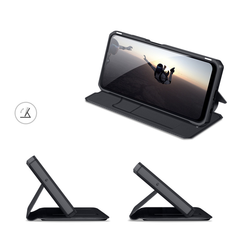 DUX DUCIS Skin X dėklo dėklo dangtelis su atvartu, skirtas Samsung Galaxy A03s juodas