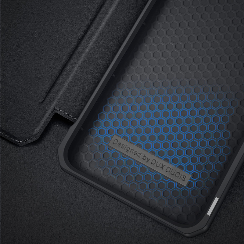 DUX DUCIS Skin X dėklo dėklo dangtelis su atvartu, skirtas Samsung Galaxy A03s juodas