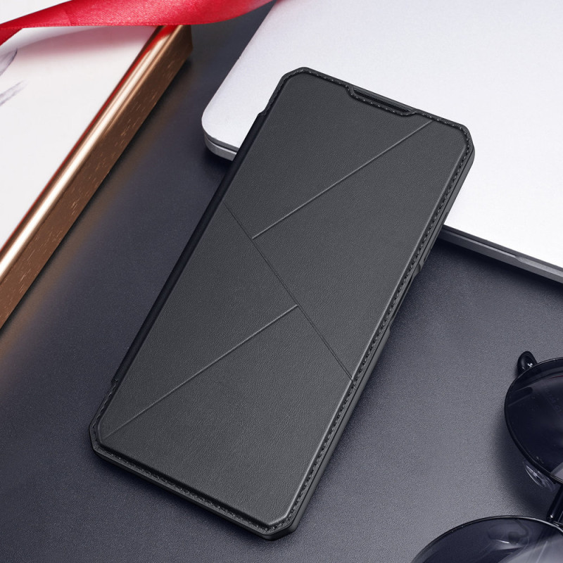 DUX DUCIS Skin X dėklo dėklo dangtelis su atvartu, skirtas Samsung Galaxy A03s juodas