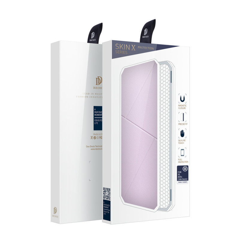DUX DUCIS Skin X dėklo dėklo dangtelis su atvartu, skirtas Samsung Galaxy A03s rožinės spalvos