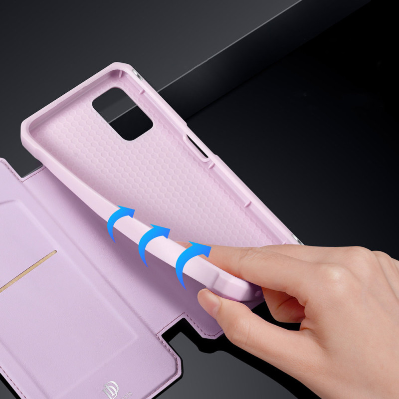 DUX DUCIS Skin X dėklo dėklo dangtelis su atvartu, skirtas Samsung Galaxy A03s rožinės spalvos