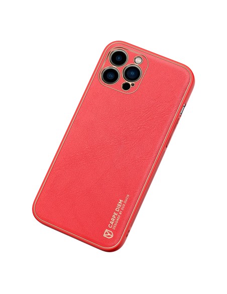 Elegantiškas Dux Ducis Yolo dėklas su ekologiškos odos dangteliu, skirtas iPhone 13 Pro Max raudonas
