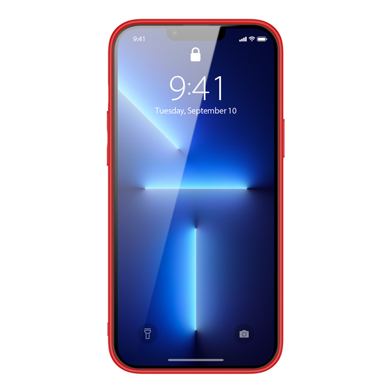 Elegantiškas Dux Ducis Yolo dėklas su ekologiškos odos dangteliu, skirtas iPhone 13 Pro Max raudonas