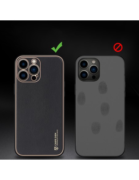 Elegantiškas Dux Ducis Yolo dėklas su ekologiškos odos dangteliu, skirtas iPhone 13 Pro Max raudonas