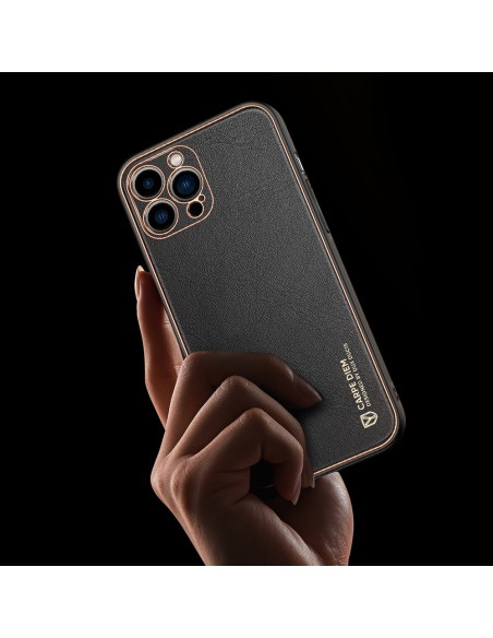 Elegantiškas Dux Ducis Yolo dėklas su ekologiškos odos dangteliu, skirtas iPhone 13 Pro Max raudonas