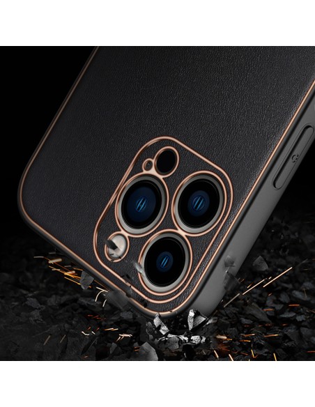 Elegantiškas Dux Ducis Yolo dėklas su ekologiškos odos dangteliu, skirtas iPhone 13 Pro Max raudonas