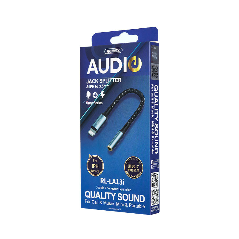 Remax Sury Series Lightning adapteris – mini lizdas 3,5 mm 0,13 m grafitas (RL-LA13i)
