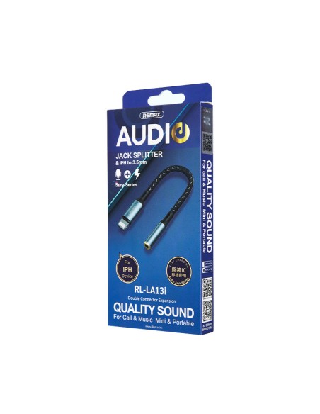 Remax Sury Series Lightning adapteris – mini lizdas 3,5 mm 0,13 m grafitas (RL-LA13i) Remax Sury Series Lightning adapteris – mini lizdas 3,5 mm 0,13 m grafitas (RL-LA13i)