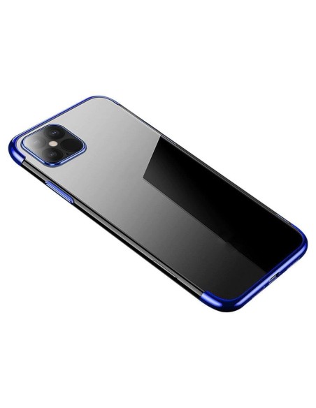 Clear Color dėklas, gelio dangtelis, dėklas su metaliniu rėmeliu, iPhone 13 mini, mėlynas