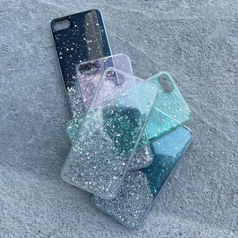 Star Glitter dėklo dangtelis iPhone 13 mini, blizgus blizgantis dangtelis, juodas
