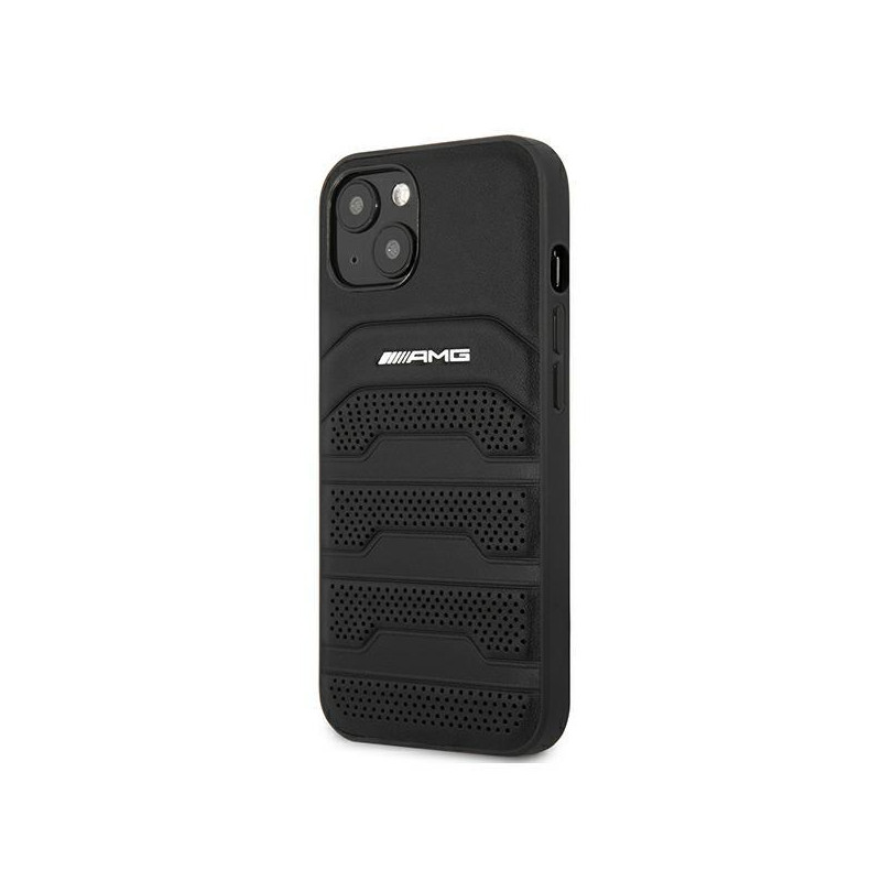 AMG Leather Debossed Lines dėklas iPhone 13 mini - juodas
