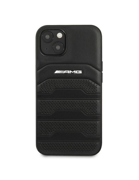 AMG Leather Debossed Lines dėklas iPhone 13 mini - juodas AMG Leather Debossed Lines dėklas iPhone 13 mini - juodas