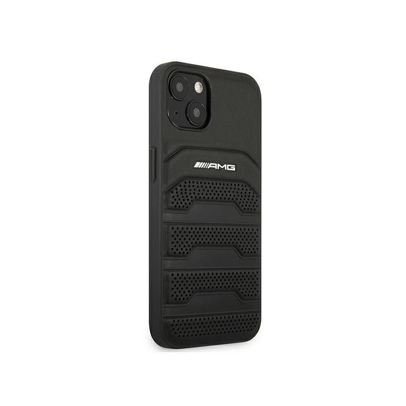 AMG Leather Debossed Lines dėklas iPhone 13 mini - juodas
