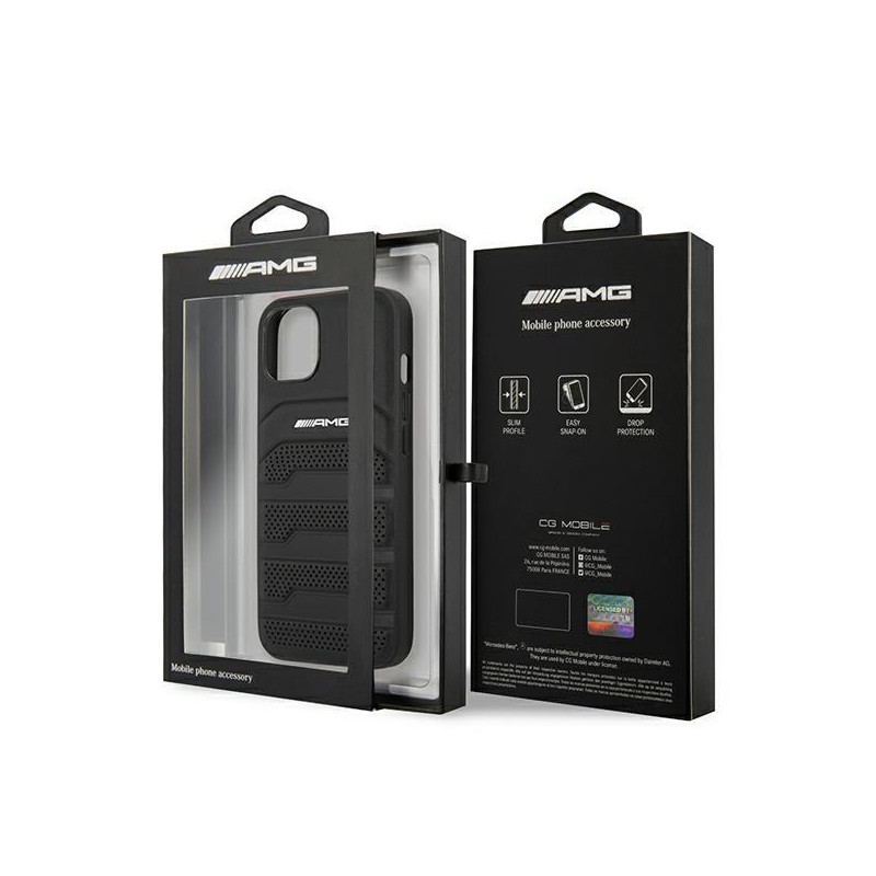 AMG Leather Debossed Lines dėklas iPhone 13 mini - juodas