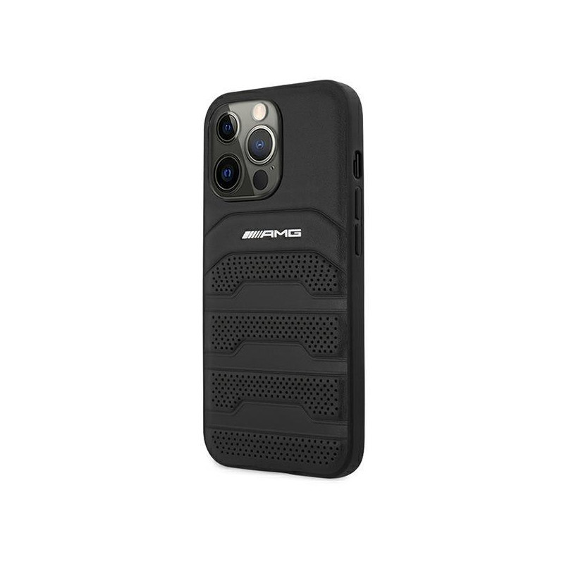 AMG Leather Debossed Lines dėklas, skirtas iPhone 13 Pro Max - juodas