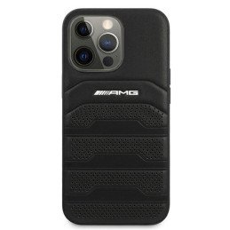 AMG Leather Debossed Lines dėklas, skirtas iPhone 13 Pro Max - juodas