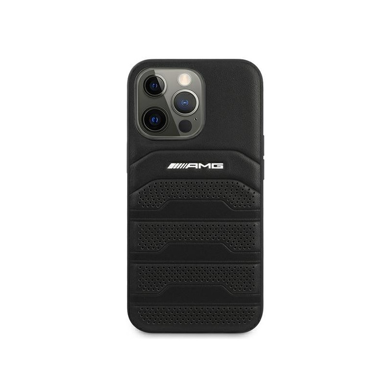 AMG Leather Debossed Lines dėklas, skirtas iPhone 13 Pro Max - juodas
