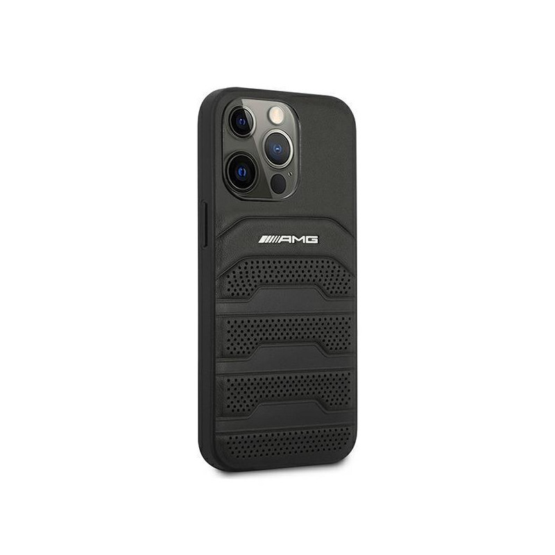 AMG Leather Debossed Lines dėklas, skirtas iPhone 13 Pro Max - juodas