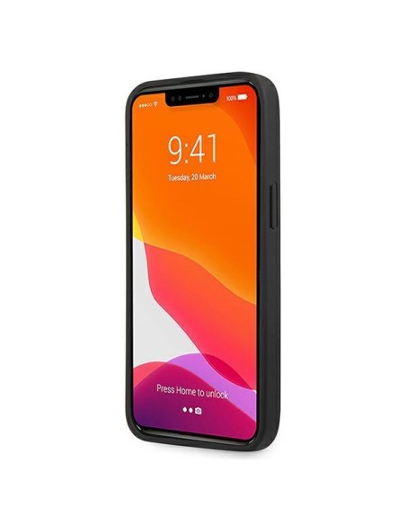 AMG Leather Debossed Lines dėklas, skirtas iPhone 13 Pro Max - juodas AMG Leather Debossed Lines dėklas, skirtas iPhone 13 Pro Max - juodas