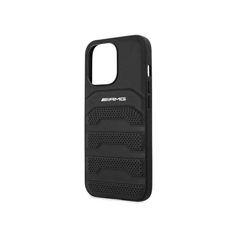 AMG Leather Debossed Lines dėklas, skirtas iPhone 13 Pro Max - juodas