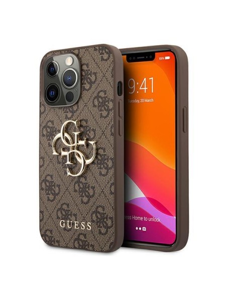 Guess 4G Big Metal Logo dėklas, skirtas iPhone 13 Pro / iPhone 13 - rudas Guess 4G Big Metal Logo dėklas, skirtas iPhone 13 Pro / iPhone 13 - rudas