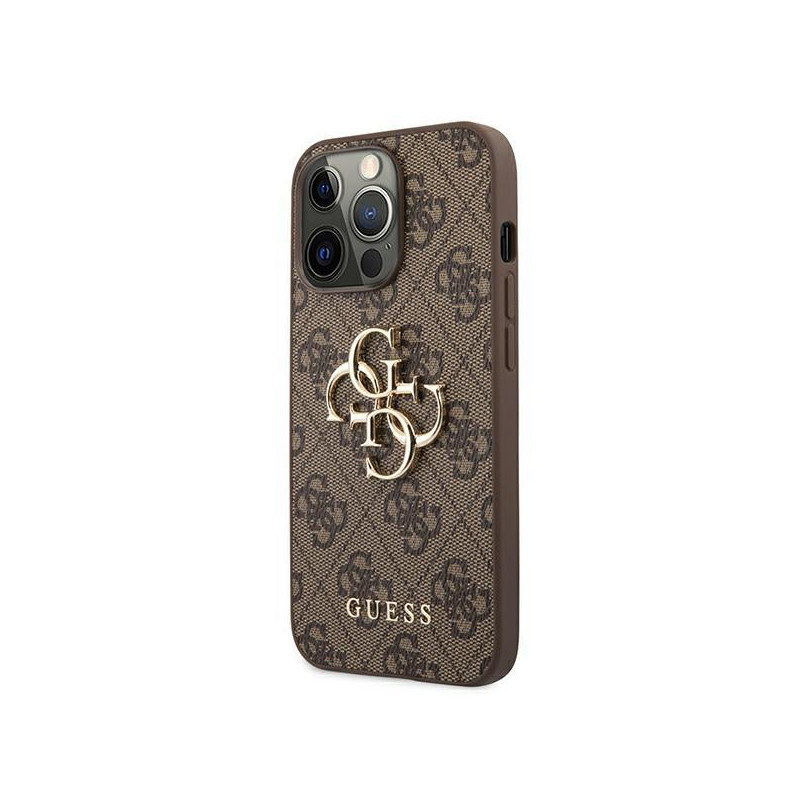 Guess 4G Big Metal Logo dėklas, skirtas iPhone 13 Pro / iPhone 13 - rudas