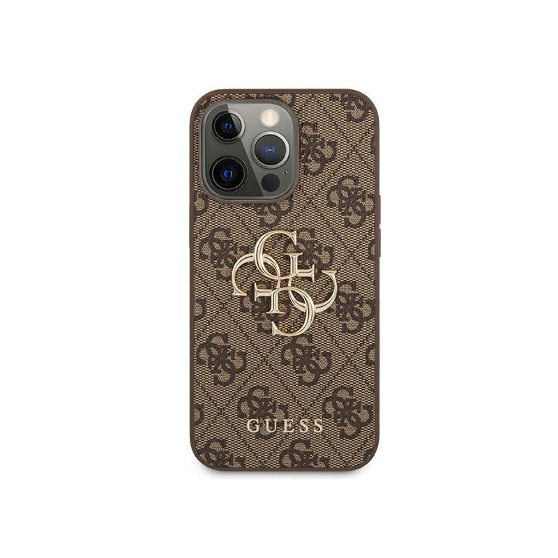 Guess 4G Big Metal Logo dėklas, skirtas iPhone 13 Pro / iPhone 13 - rudas