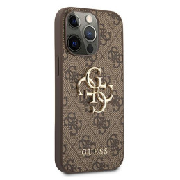 Guess 4G Big Metal Logo dėklas, skirtas iPhone 13 Pro / iPhone 13 - rudas