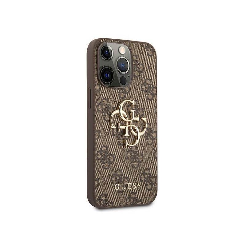 Guess 4G Big Metal Logo dėklas, skirtas iPhone 13 Pro / iPhone 13 - rudas