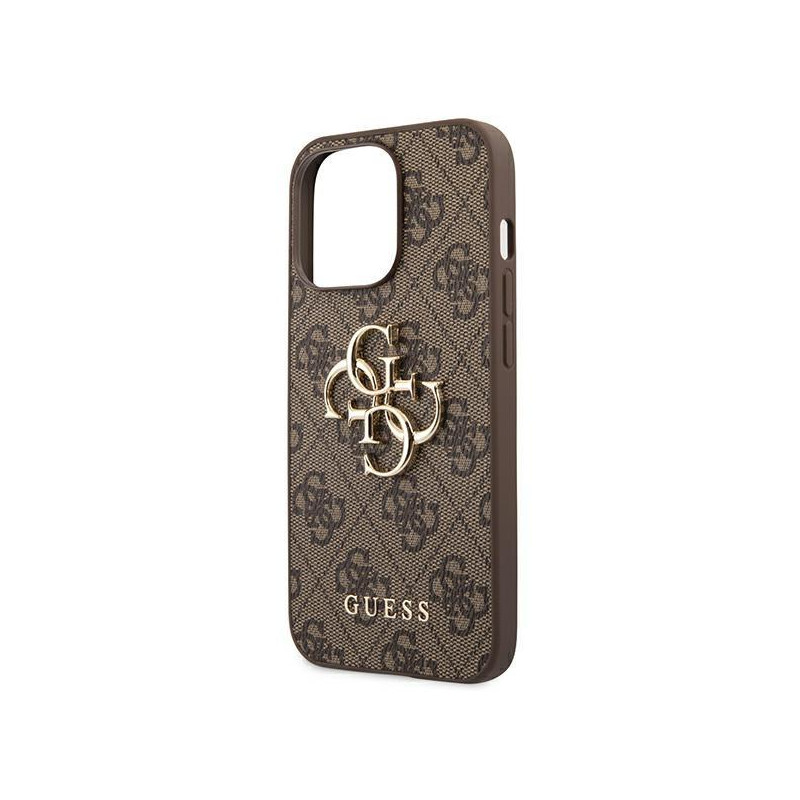 Guess 4G Big Metal Logo dėklas, skirtas iPhone 13 Pro / iPhone 13 - rudas