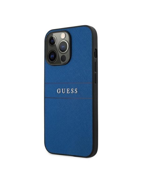 Guess Saffiano Strap dėklas, skirtas iPhone 13 Pro / iPhone 13 - mėlynas Guess Saffiano Strap dėklas, skirtas iPhone 13 Pro / iPhone 13 - mėlynas