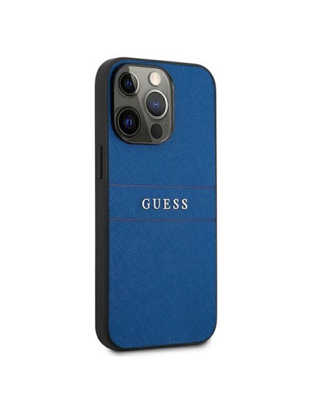 Guess Saffiano Strap dėklas, skirtas iPhone 13 Pro / iPhone 13 - mėlynas Guess Saffiano Strap dėklas, skirtas iPhone 13 Pro / iPhone 13 - mėlynas