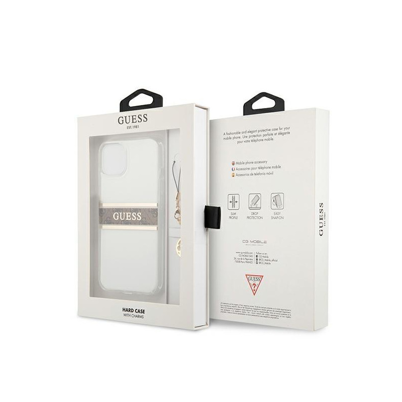 Guess 4G Charms Collection dėklas iPhone 13 mini - skaidrus