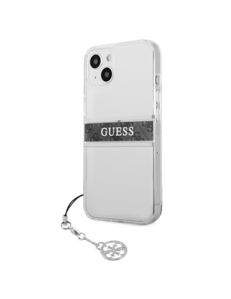 Guess 4G Grey Strap Charm dėklas iPhone 13 mini - skaidrus Guess 4G Grey Strap Charm dėklas iPhone 13 mini - skaidrus
