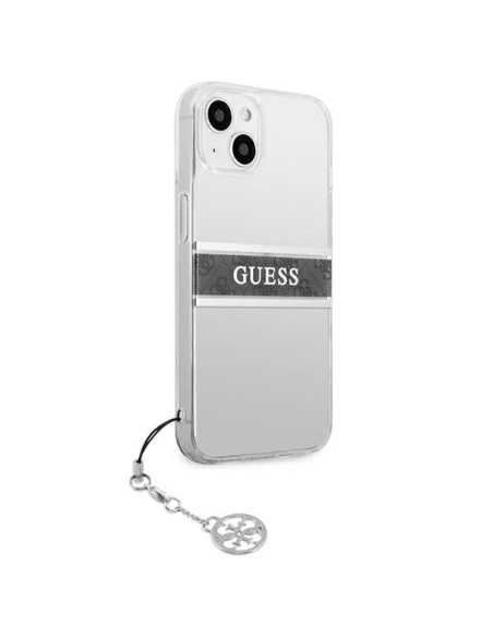 Guess 4G Grey Strap Charm dėklas iPhone 13 mini - skaidrus Guess 4G Grey Strap Charm dėklas iPhone 13 mini - skaidrus